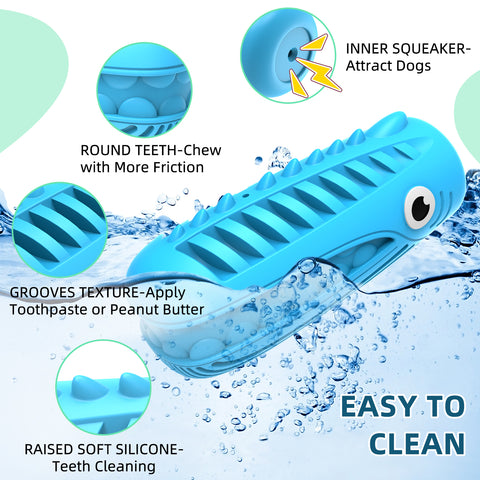 Pet Fortuna Tough Dog Chew Toy, For Aggressive Chewers, Medium and Large Breeds (Whale - Aqua)