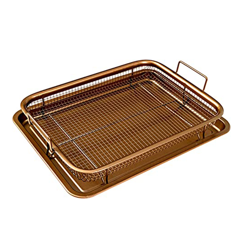 MUSENTIAL 2-Piece Non-Stick Air Fry Tray Bakeware Set for Oven, 13 x 9-Inch